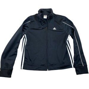 Adidas Women's Track Jacket Medium Black With White Stripes